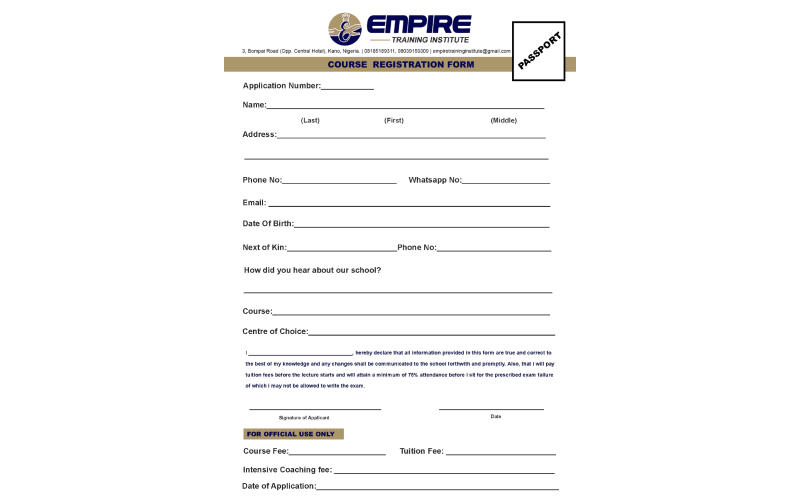Empire Travel Form